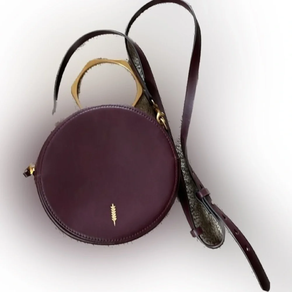 THACKER New York Leigh Cardinal convertible leather circle crossbody handbag